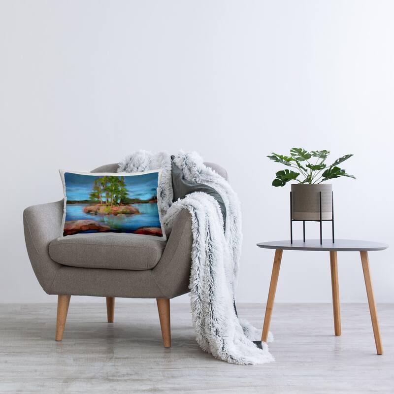 Stupell Abstract Lake Island Landscape Decorative Printed Throw Pillow Design by Kristy Andrews