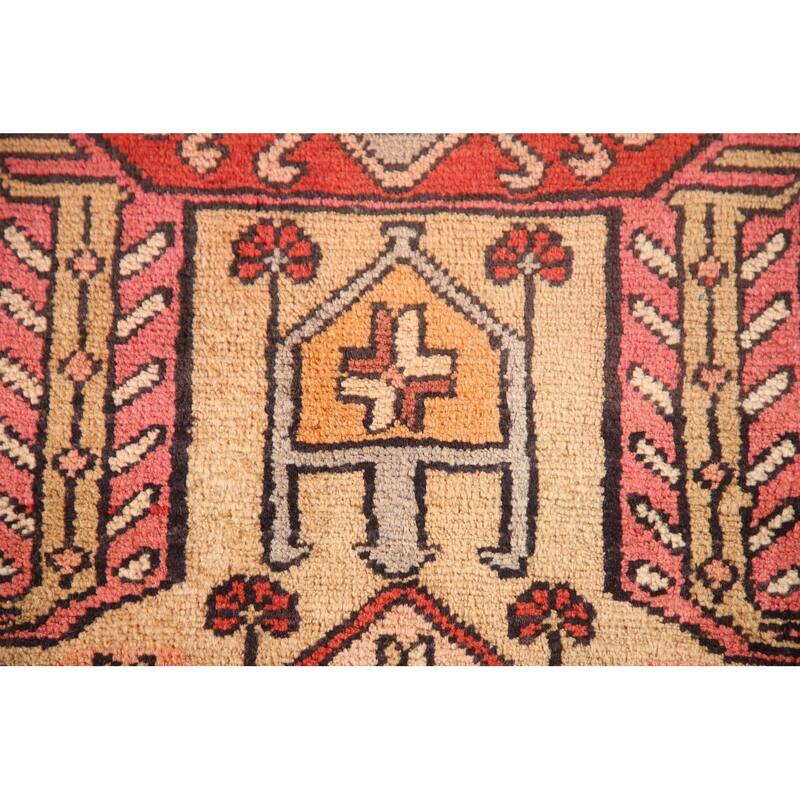 Tribal Orange Meshkin Persian Vintage Runner Rug Handmade Wool Carpet - 3'8"x 10'5"