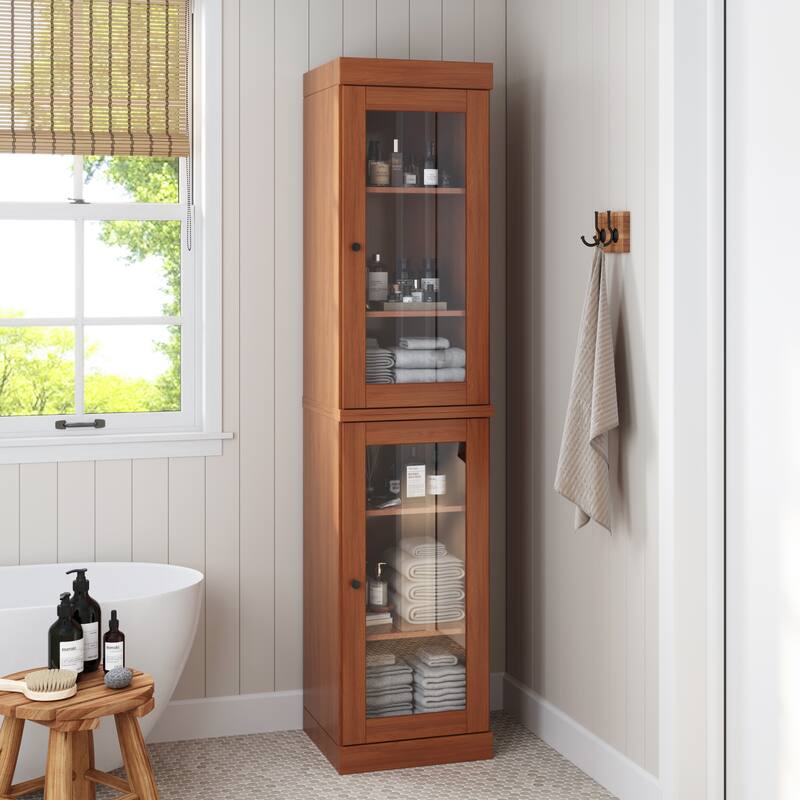 100% Solid Wood 16.5" Bathroom Cabinet with Optional Doors by Palace Imports - Mocha-Glass