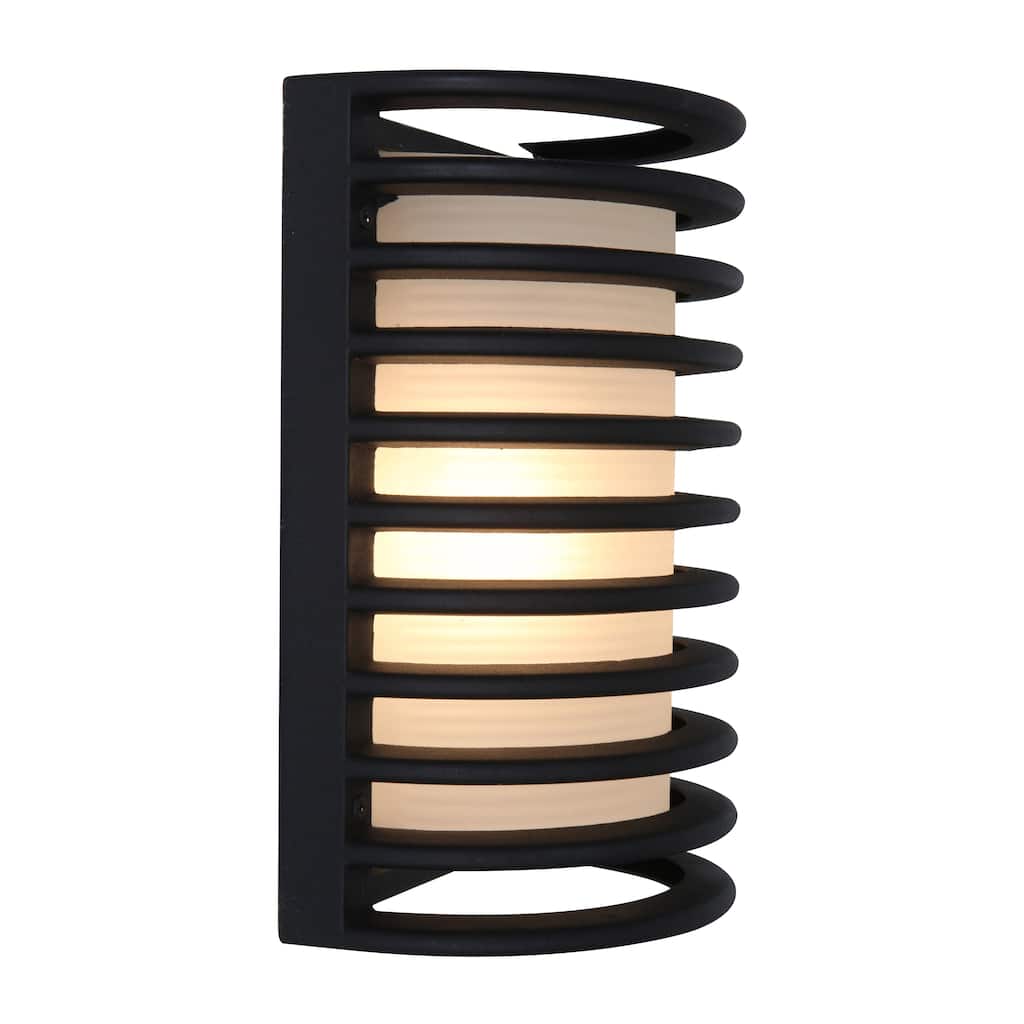 Access Lighting Bermuda - 11"H LED Outdoor Bulkhead Wall Light - Black Finish - Ribbed Frosted Glass Shade