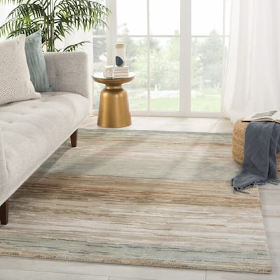 Porch & Den Elyse Tan/ Light Grey Abstract Pattern Wool-blend Area Rug
