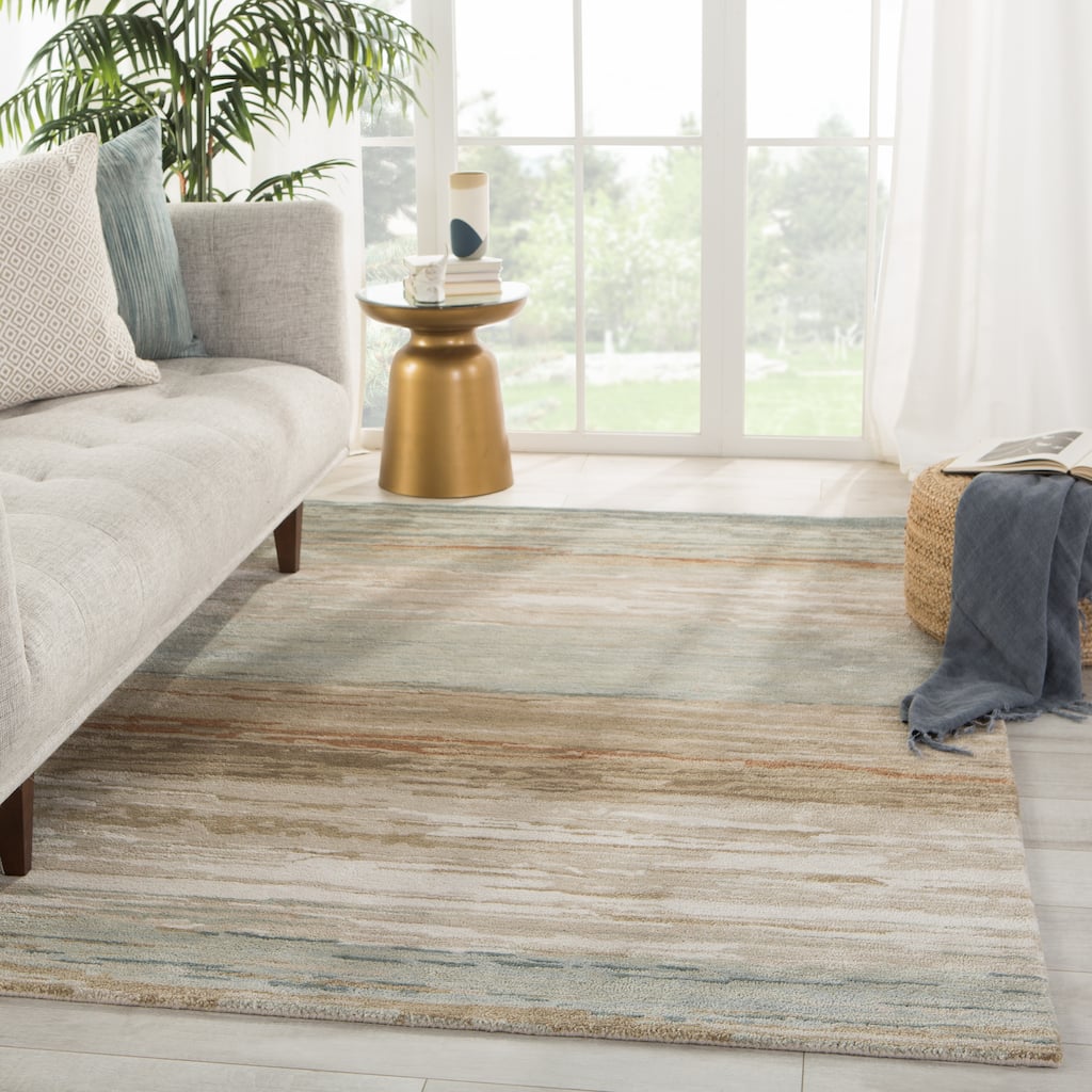 Porch & Den Elyse Tan/ Light Grey Abstract Pattern Wool-blend Area Rug