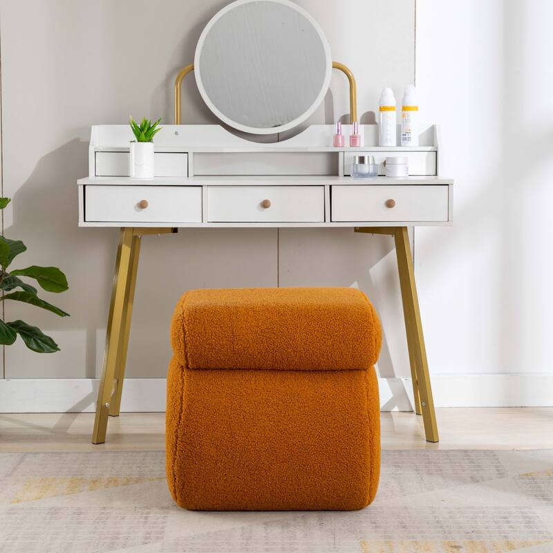S-shape Ottoman Makeup Stool Footstool （Teddy/Velvet）
