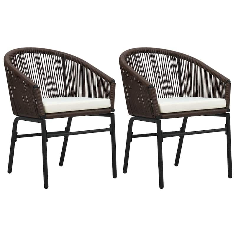 vidaXL Patio Chairs 2 Pcs Wicker Patio Dining Chair with Cushion PE Rattan