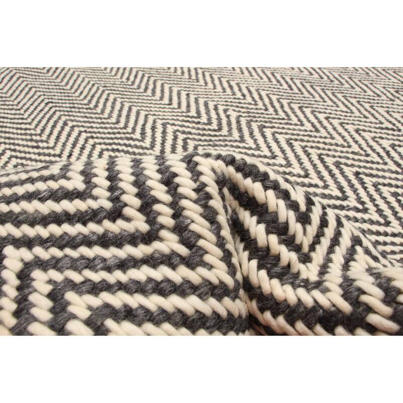 ECARPETGALLERY Hand Tufted Sienna Grey Wool Rug - 6'0 x 9'0