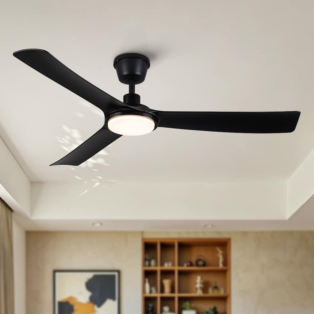 56 inch All-Weather Outdoor Waterproof Modern Black Ceiling Fan with Light and Quiet DC Motor for Patio Porch