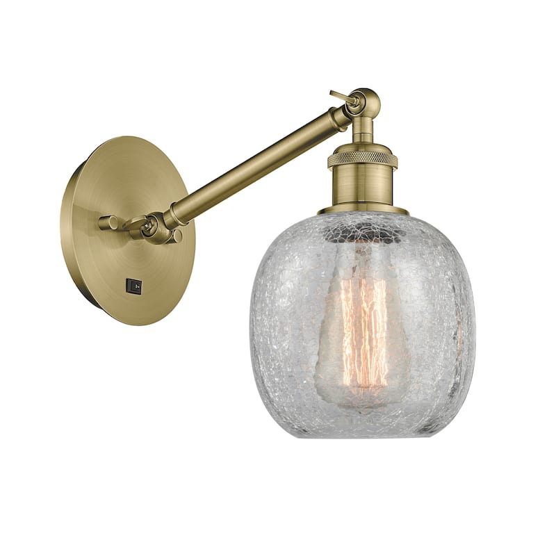 Innovations Lighting 317-1W-13-6 Belfast Sconce Belfast 13" Tall Wall - Antique Brass / Clear Crackle