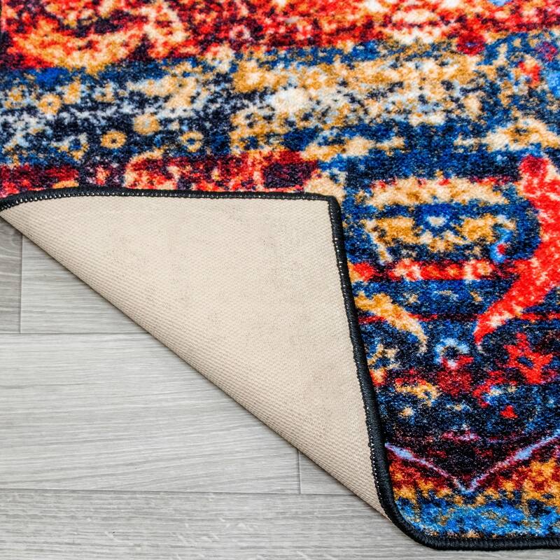 Superior Oswell Medallion Non-Slip Washable Indoor Runner or Area Rug
