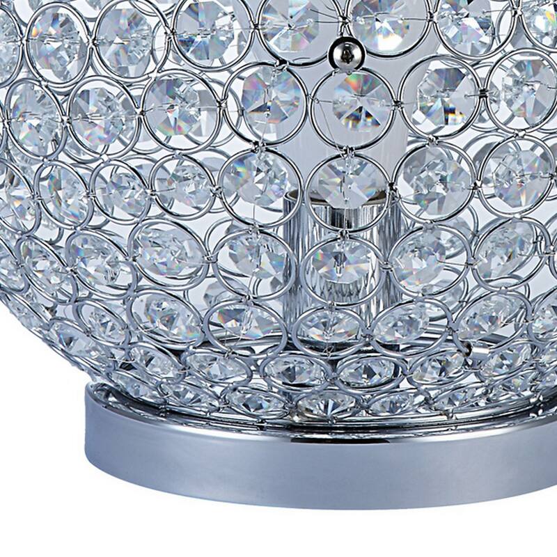Hazel 13 Inch Table Lamp, Crystal, LED Globe Shade, Metal, Clear Finish