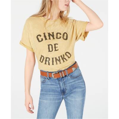 True Vintage Womens Cinco De Drinko Graphic T-Shirt, Yellow, Small