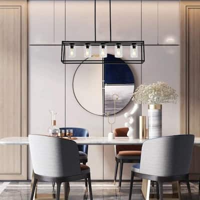 Luxury Industrial Chic Island/Linear Chandelier with Modern Farmhouse Style