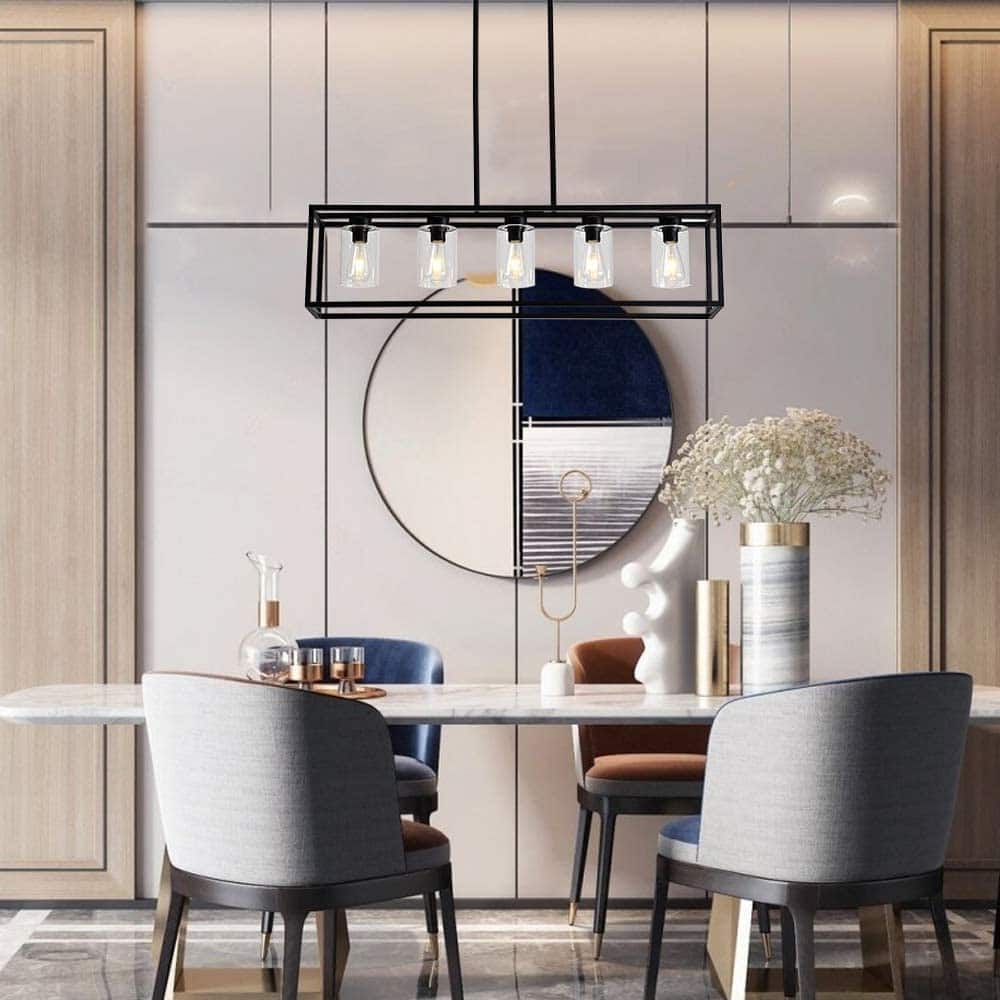 Luxury Industrial Chic Island/Linear Chandelier with Modern Farmhouse Style