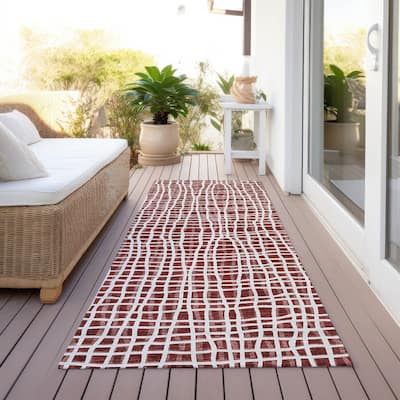 Machine Washable Indoor/ Outdoor Chantille Modern Abstract Rug