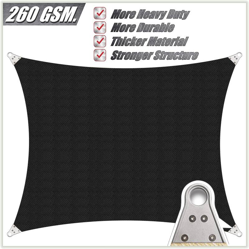 ColourTreeUSA Square Sun Shade Sail Reinforced Super Ring HDPE Mesh Fabric Screen Canopy UV Block 260 GSM