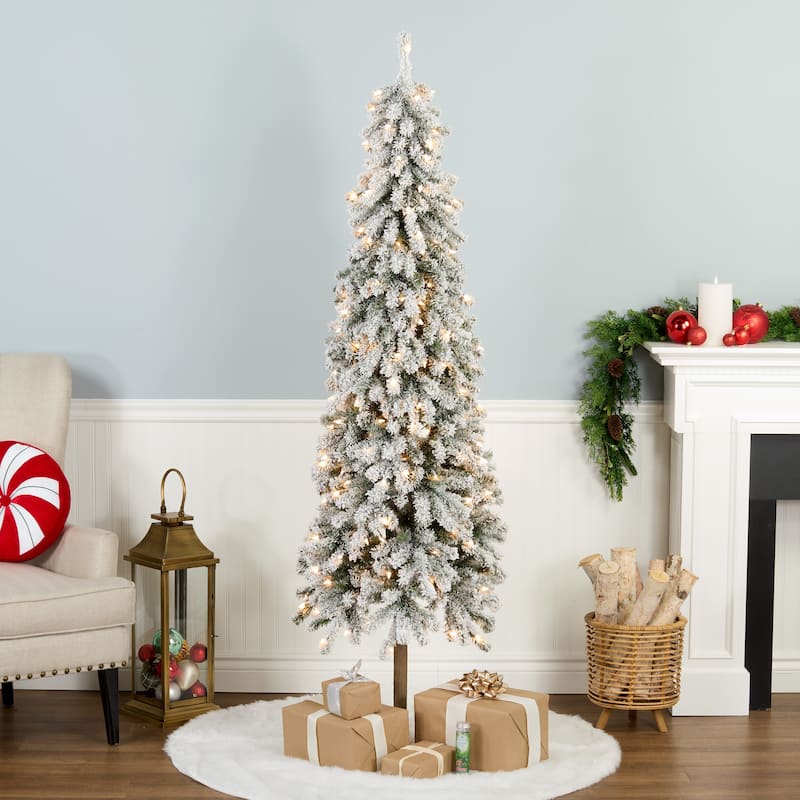 National Tree Company 6.5 ft. Pre-lit Flocked Grand Alpine Artificial Christmas Tree with 200 Clear Lights - 6.5 Foot