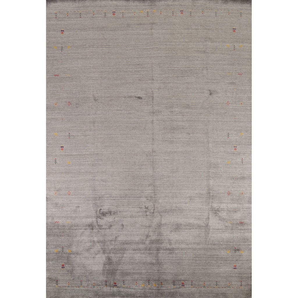 Tribal Gabbeh Indian Rug Hand-Knotted Wool Carpet - 9'1"x 11'6"