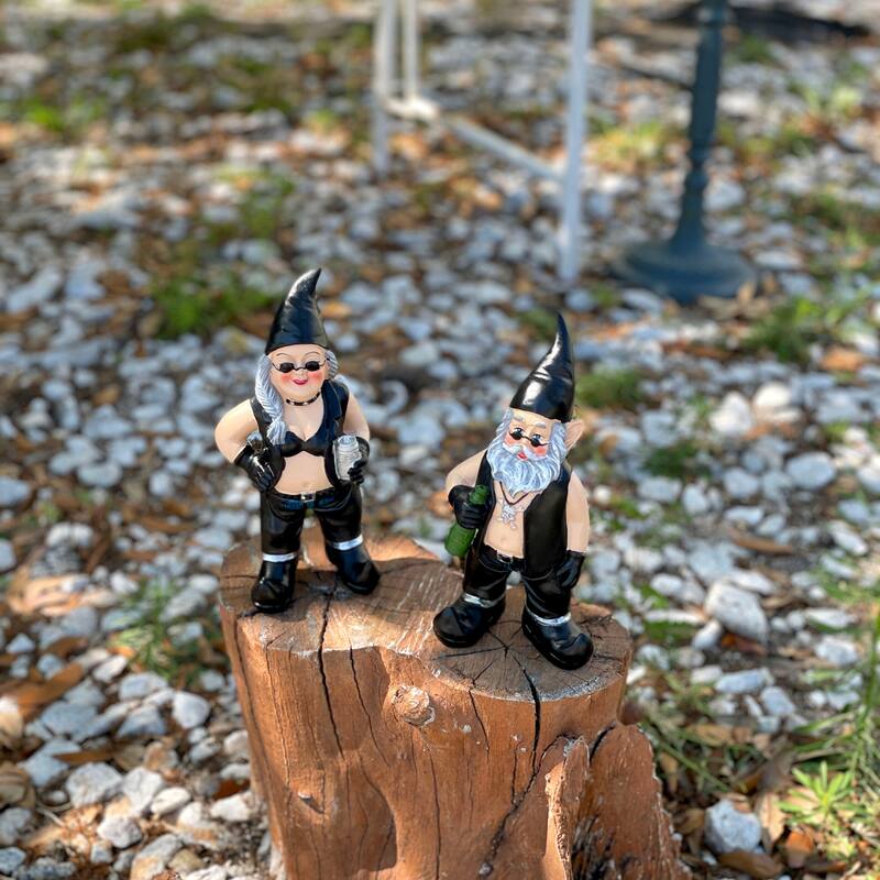 Zeckos Gnoschitt & Gnofun 7.5 Inch Motorcycle Garden Gnome Statues