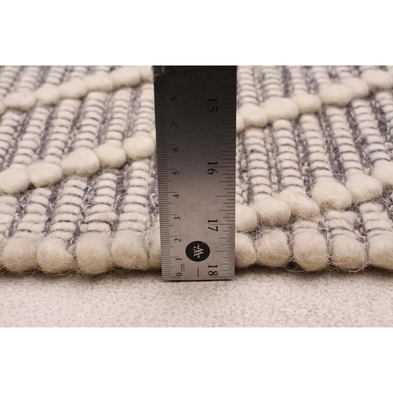 ECARPETGALLERY Braid weave Sienna Grey Wool Rug - 6'1 x 8'9