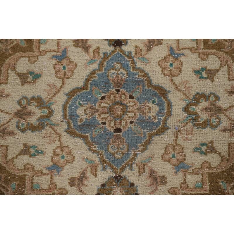 Hand Knotted Oriental 100% Wool Carpet Traditional Floral Pink Mashad Area Rug - 13' 3'' X 9' 7''