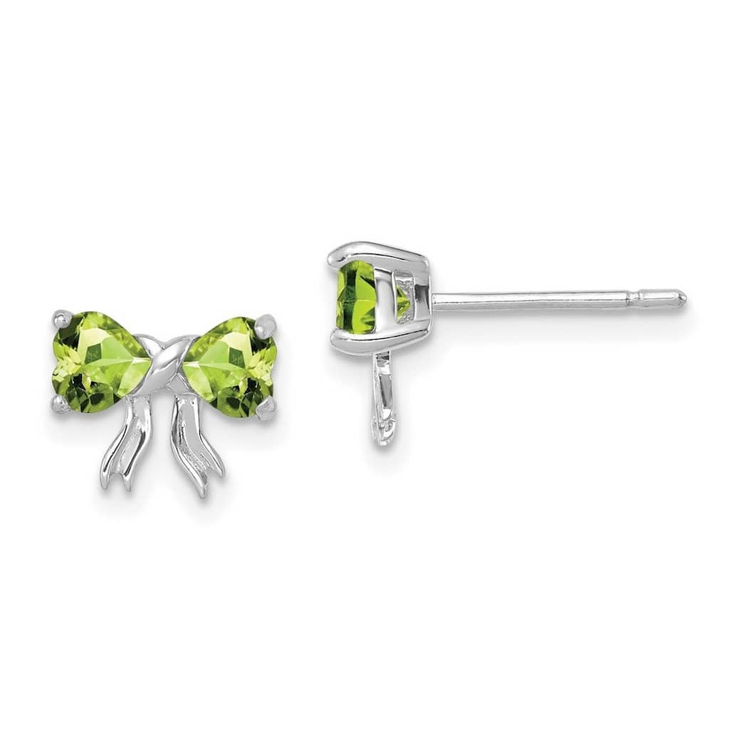 Curata 14k White Gold Polished Peridot Bow Post Earrings 7.5x9mm