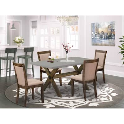 HomeStock 5-Piece Distressed Jacobean Finish Solid Wood Top Dining table with 4-Chairs