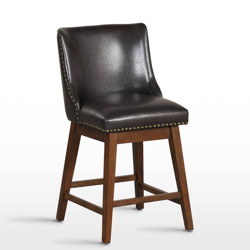 26'' Swivel Upholstered Counter Stool with Solid Wood Frame (Set of 2)