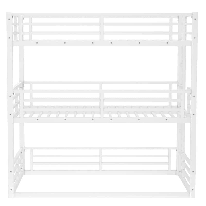 GDFStudio - Fillip Metal Triple Bunk Bed with Guardrails & Noise-Reduced Heavy-Duty Frame