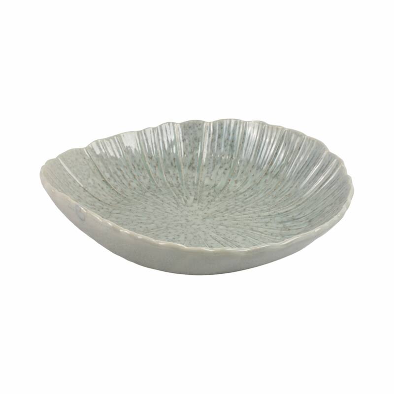 Decorative Round Scalloped Edge Bowl with Speckled Finish - 17", Gray - 17.0"