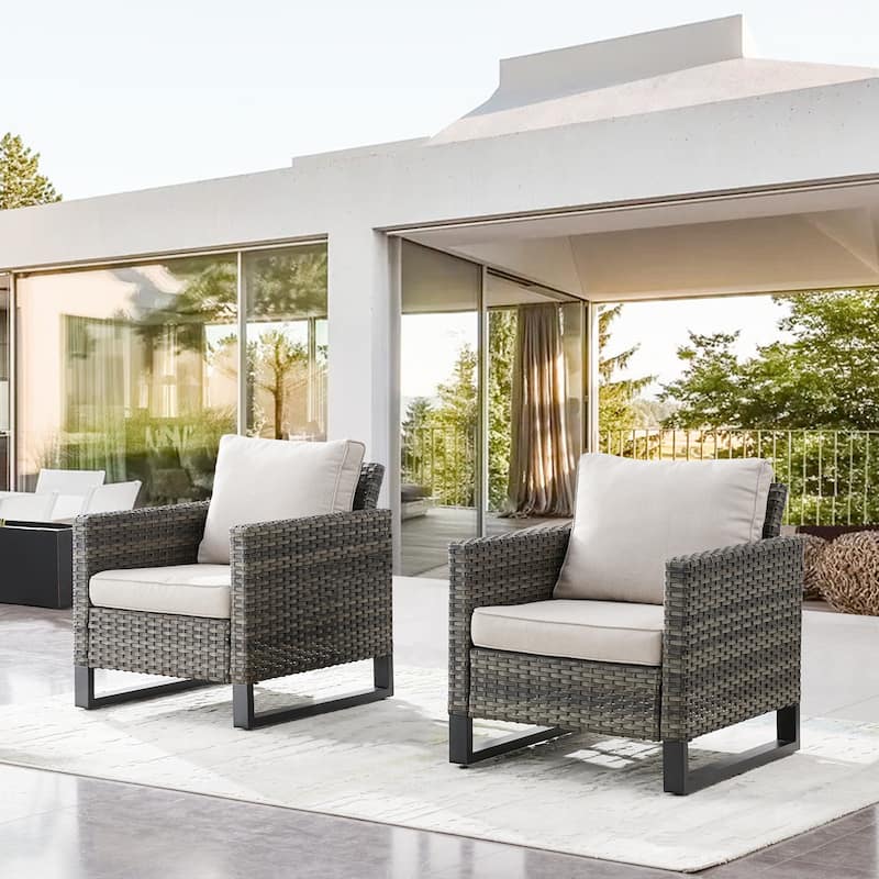 Gymojoy Outdoor PE Rattan Wicker Chairs - Grey - Beige