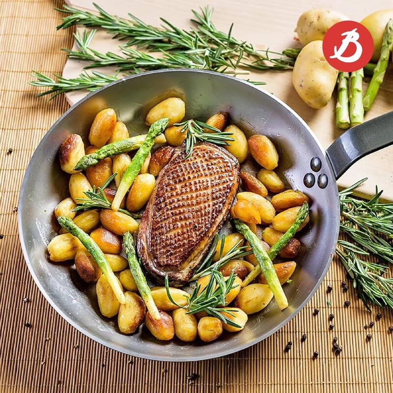 10.25" Mineral B Carbon Steel Grill Pan for Grilling & Browning Meat
