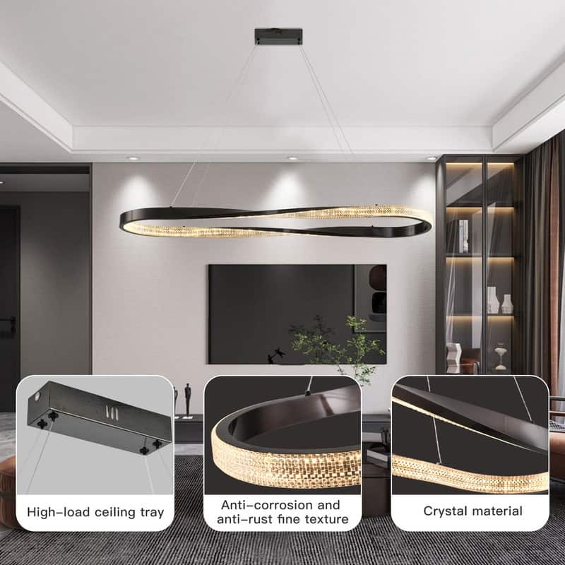 Modern LED Pendant Light Fixture, Contemporary Irregular Ring Chandelier