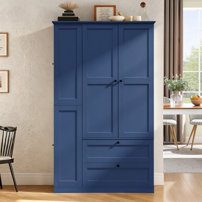 Farmhouse 73.6"Tall Kitchen Pantry Cabinet with Drawers, Door Shelves and Pull-out Trays for Dining Room