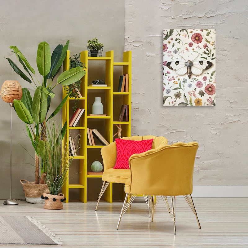 Stupell White Moth & Botanicals Canvas Wall Art Design By The Dutch Lady
