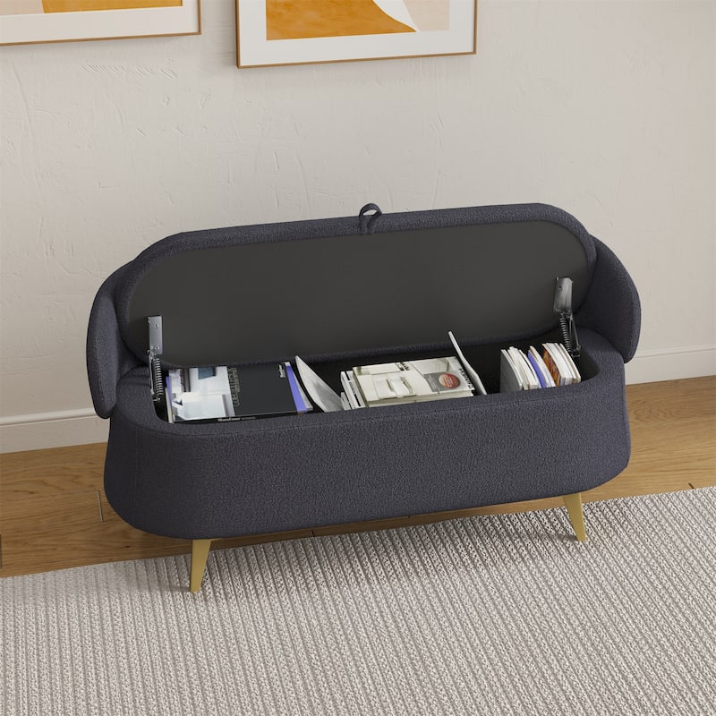 Bedroom Storage Bench With Storage Space - Grey