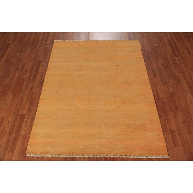 Orange & Yellow Gabbeh Modern Area Rug Handmade Wool Carpet - 4'11" x 6'6"