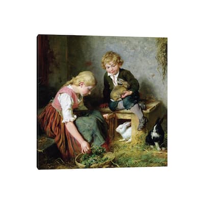 iCanvas "Feeding the Rabbits" by Felix Schlesinger Canvas Print
