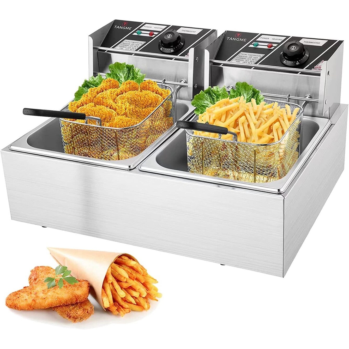 Commercial Deep Fryer with Basket, 3400W 12.7QT/12L Electric Deep Fryers  for Restaurant or Home Use 