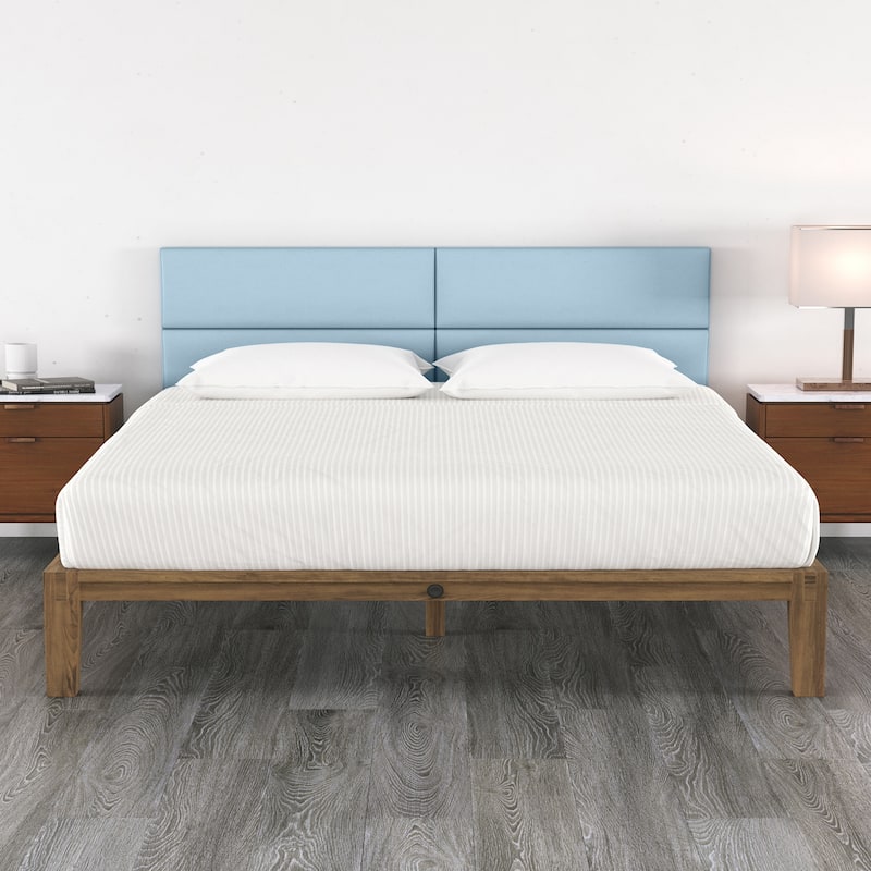 Jaxx Panelist Modern Padded Headboard in Premium Vegan Leather - Set of 4 Panels - Vegan Leather Bristle Blue - King