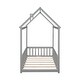 preview thumbnail 9 of 25, Twin House Bed with Guardrails, Montessori Floor Bed Frame with Roof for Kids, Wooden House-shaped Kids Bed Frame for Boys Girls