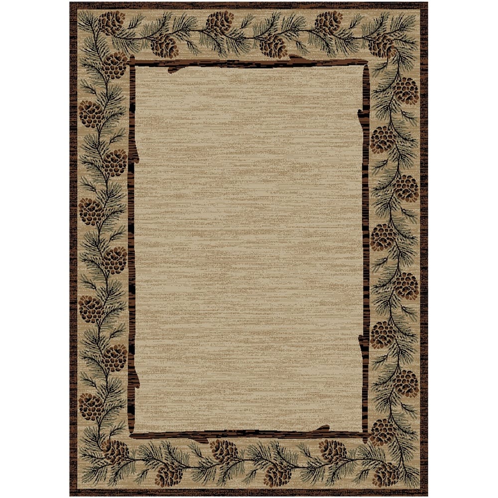 American Destination Clearmont Brown Rustic Pinecone Lodge Area Rug
