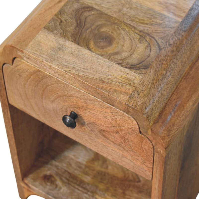 HomeRoots 16" Oak Solid Wood One Drawer Scallop Edge Nightstand