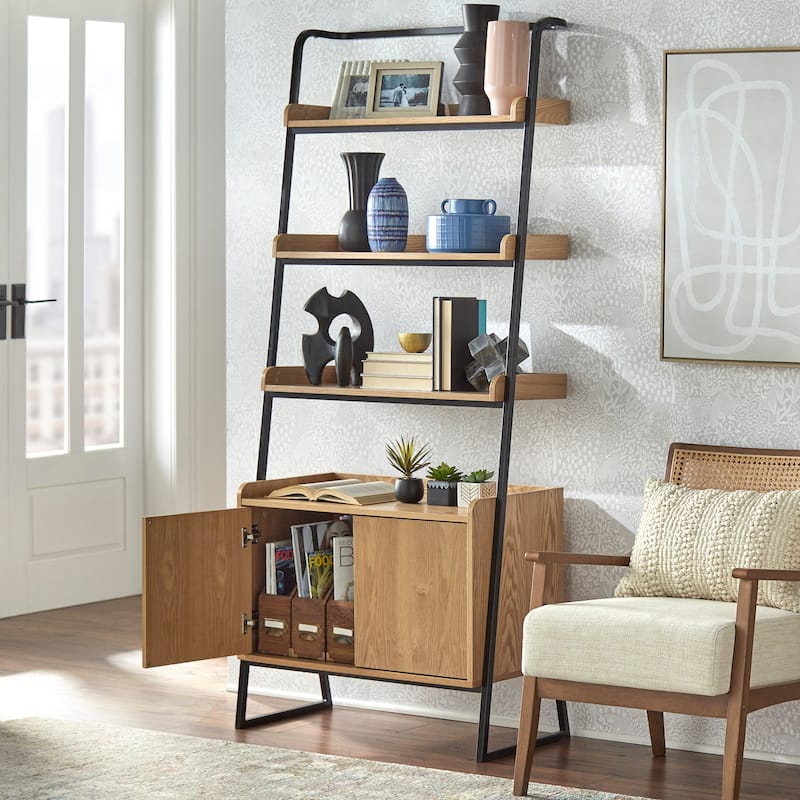 Lifestorey Estanier Large Ladder Shelf with Cabinet