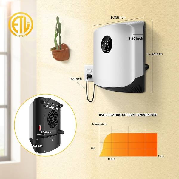 1500Watt Indoor Wall Mounted Electric Heater with WiFi and Remote