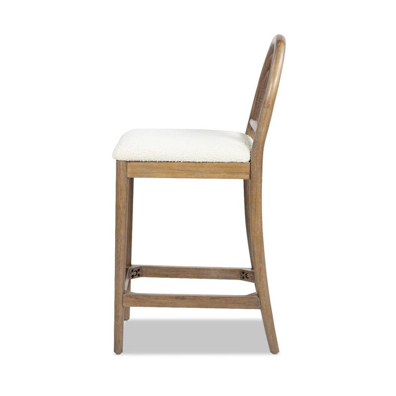 Arched Back Wood & Upholstered Counter Stool Set - White