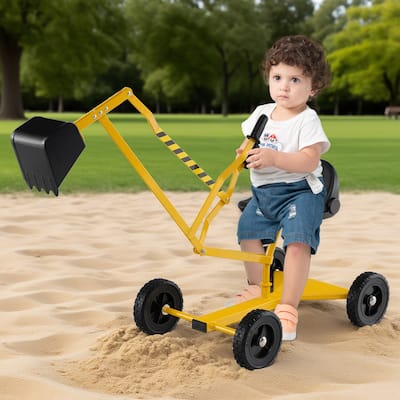 Kids Ride-On Sand Digger Toy with Rotating Seat and Realistic Shovel for Outdoor Play - 47.5" x 16" x 25"