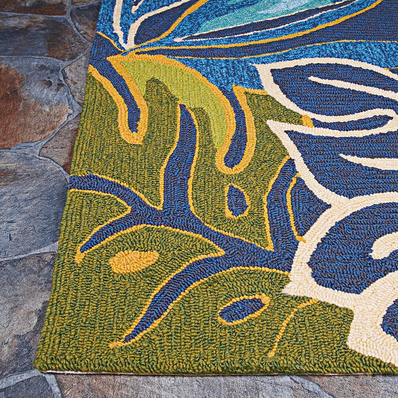 Dream Decor Rugs Miami Palms Blue Forest Green Indoor Outdoor Area Rug