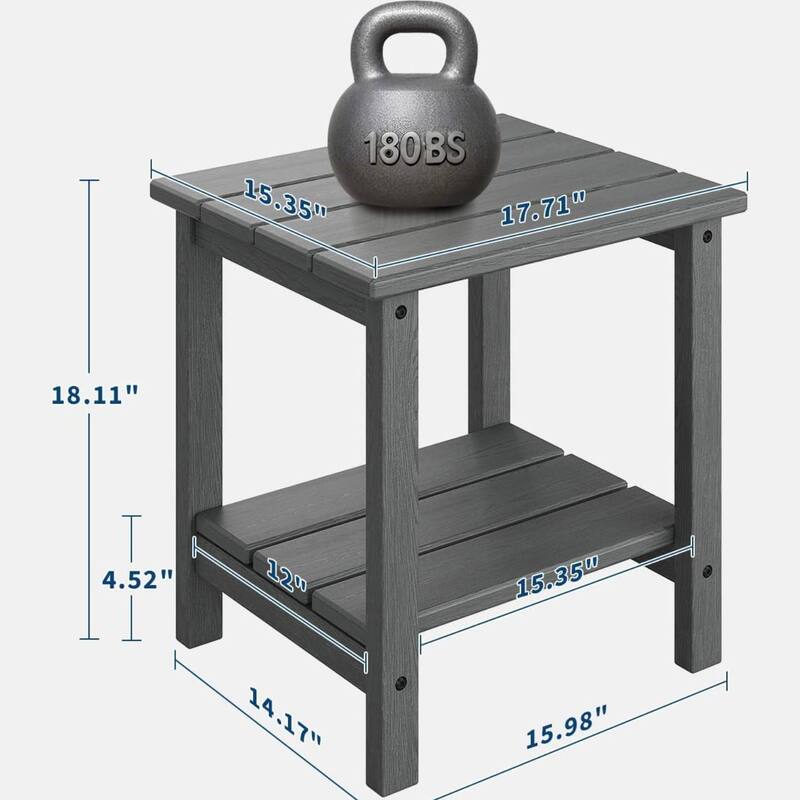 18 x 15 inch Adirondack Outdoor Patio Side Table, End Table for Patio Pool Deck - N/A