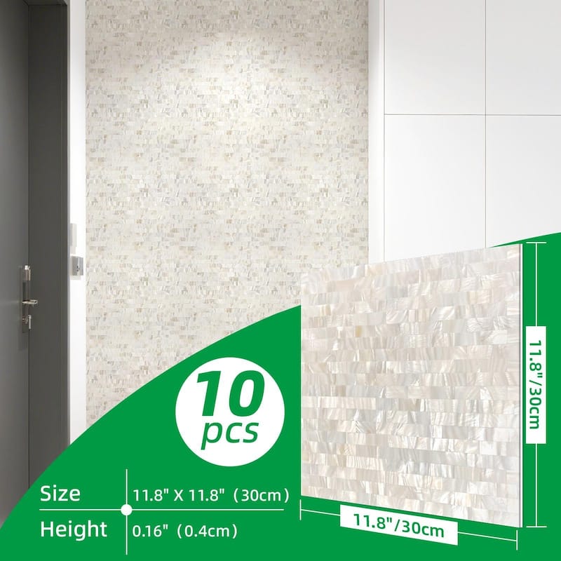 Art3d 10pcs 11.8”x11.8” Thick Natural Mica Wall Tiles Wall Paneling - 11.8"x11.8"-Square sheets - Natural-rectangular