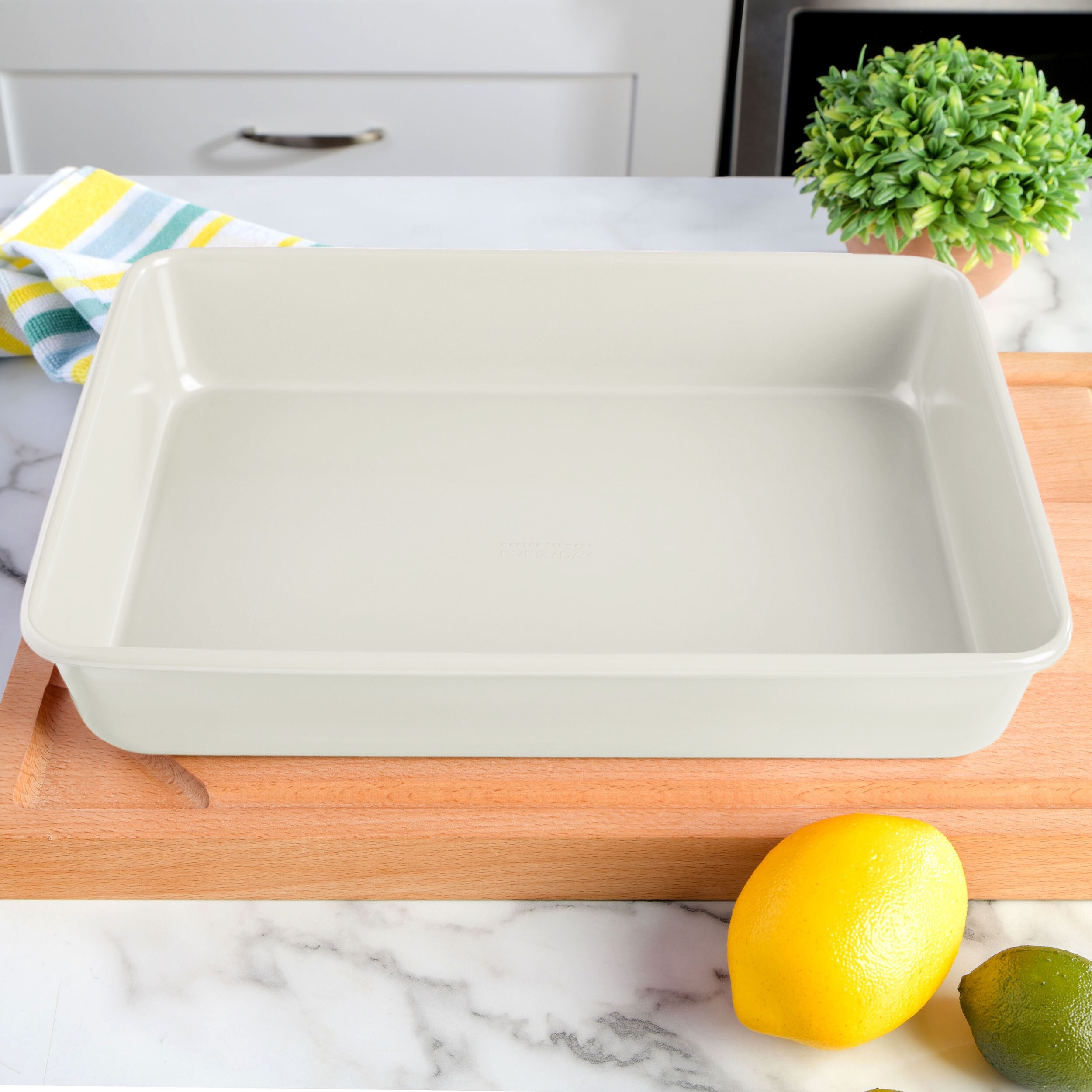 Martha Stewart Everyday Color Bake 13 Inch Carbon Steel Rectangle Baking Pan in Linen White