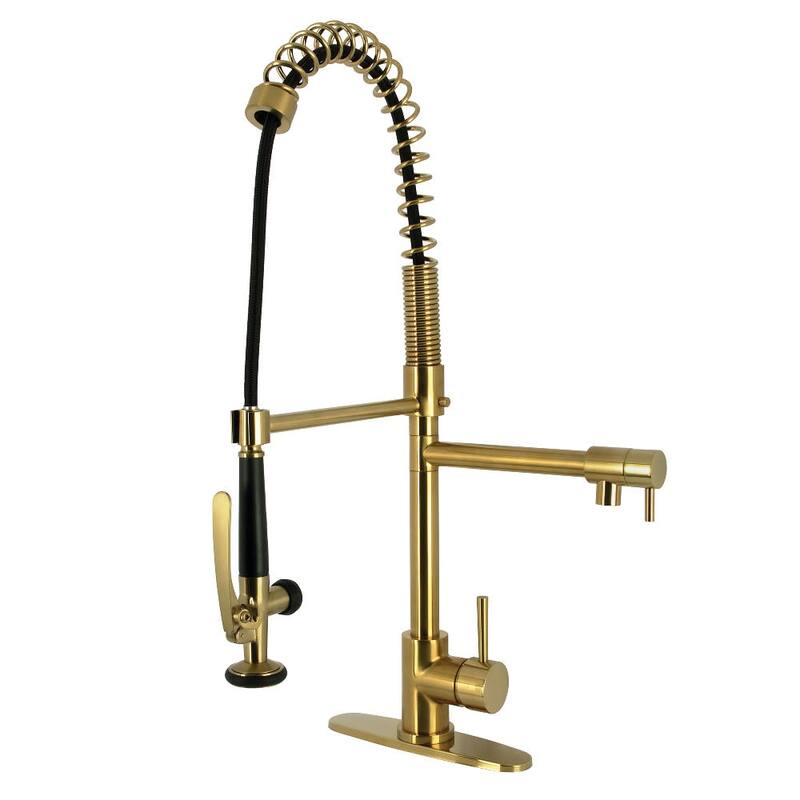 Kingston Brass LS8503DL Concord 1.8 GPM Single Hole Pre-Rinse Kitchen - Brushed Brass - Brushed Brass